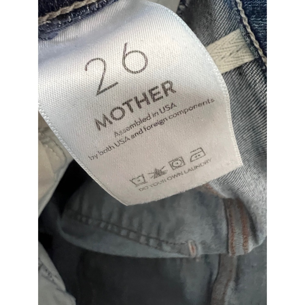 MOTHER Medium Blue Distressed Ankle Crop Jeans - Picture 5 of 9